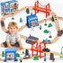 TOY Life Wooden Train Set for Toddlers 2-4, 56PCS Police Station Train
