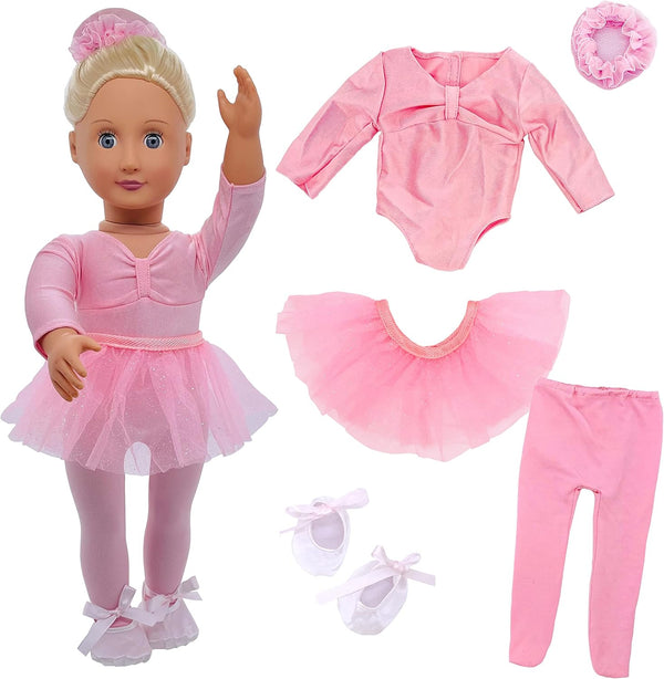 5pcs Ballet Ballerina Outfits for 18" Doll - Dance Dress Accessories Set for American OG Girl Doll Gifts