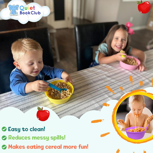 Cereal Bowls with Straws for Kids, Plastic Bowls with Built-in Straw for Toddlers, Dishwasher Safe, BPA FREE for Boys