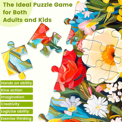 2 Pack Puzzles for Adults 1000 Pieces, Thick and Durable Hummingbirds and Flowers Jigsaw Puzzles