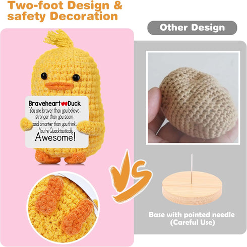 Inspirational Crochet Animals Stress Anxiety Relief Toys, Positive Affirmation Companion Crochet Duck, Handmade Mental