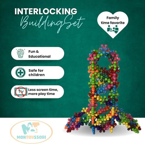200 Pcs Interlocking Plastic Building Blocks | Building Toys | STEM Toys | Toddler Toys | Educational Toys | Montessori Toys | Kids Safe Material for Kids and Toddlers Aged 3+
