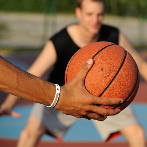 Lesnala 48 PCS Basketball Rubber Bracelets - Motivational Silicone Wristbands for Kids Party Favors