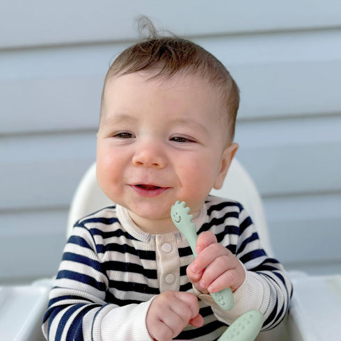 Dreambaby Scoop Mash and Twist Silicone Baby Spoon Set, 3 Stage Toddler Utensils for Baby Led Weaning