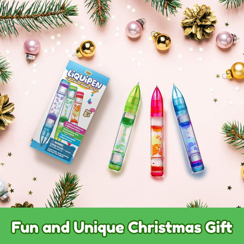 (3 Pack) 3 YoYa Toys Liquipen - Liquid Motion Bubbler Pen Toy - Colors - Colorful Timer Pens for Focus, Stress