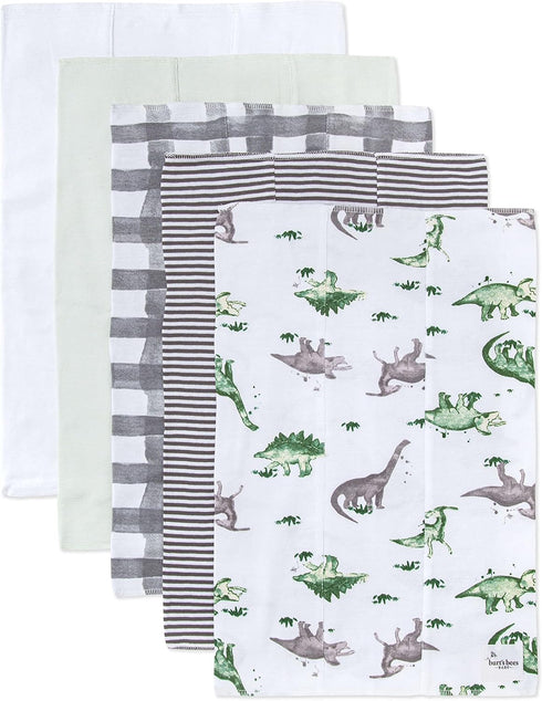Burt's Bees Baby Set 100% Unisex Baby Gift - Crib Sheet, Changing Pad Cover & Burp Cloths, Organic Cotton Essentials