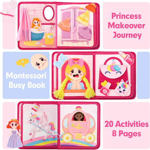 3-5 3 3-5 3-4 hahaland Toys Ages Girls - Busy Board Princess Toy Year Old Girls - Toddlers Quiet Busy Book for Toddlers