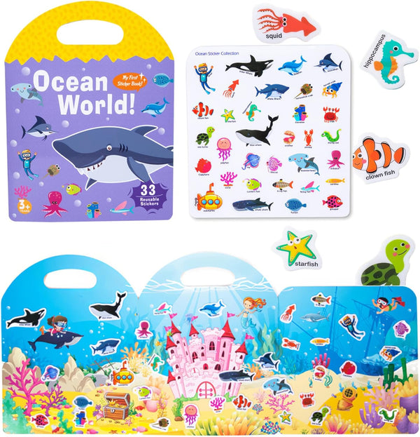 MIKNEKE Jelly Reusable Sticker Books for Toddlers 1-3 2-4 Years, Portable Travel Toys