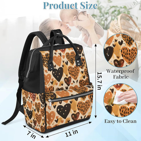 Honeybaby Backpack 19L Diaper Bag for Mom & Dad Print Abstract Leopard Large Diaper Bag Tote with Multi-Pocket