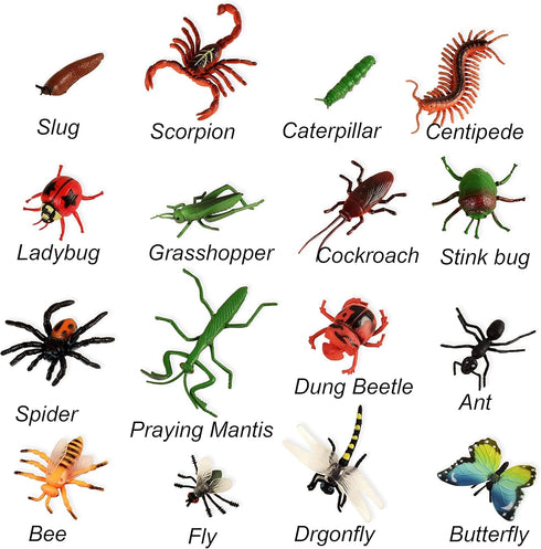 16 2-3 Inch BOHS Bug Play Figures, Realistic Insect Toys for Educational Projects - Pcs, in Length - Perfect Party