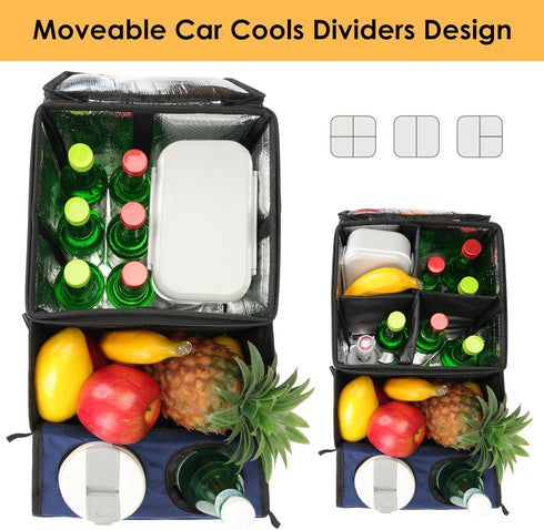 2-in-1 11 Backseat Organizer for Kids & Adults Car Seat Cooler Warmer with Writing Tray, Cup Holders & Storage