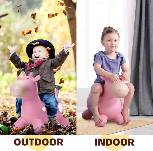 EVERICH TOY Giraffe Bouncy Horse Hopper for Toddlers, Inflatable Jumping Horse, Hopping Toys Gifts for Boys and Girls