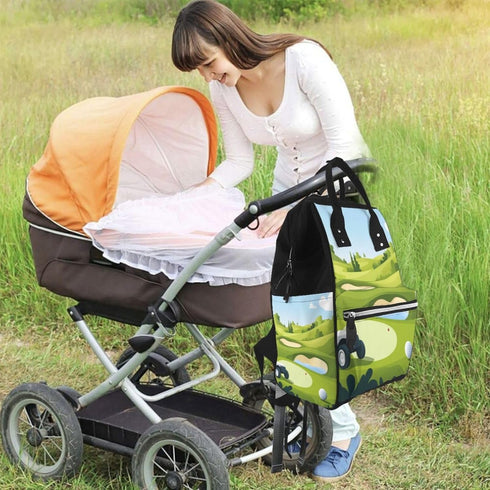 ZSUUGJ Backpack Golf Printed Diaper Bag Baby Bag Multi Function Baby Changing Bags For Travel