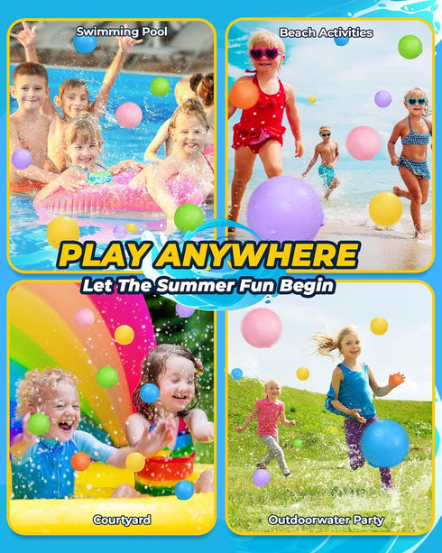 SOPPYCID Reusable Magnetic Water Balloons, 16 Pack Refillable Water Bombs, Self Sealing Quick Fill, Latex-Free Silicone