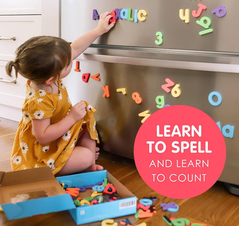 Curious Columbus Magnetic Letters and Numbers for Toddlers, Foam Alphabet Fridge Magnets for Kid Learning
