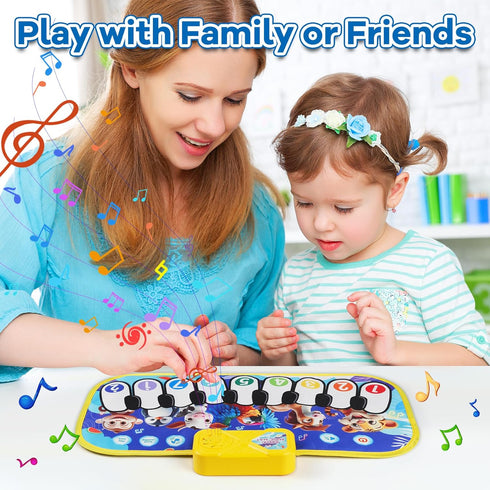 KAYOMIPE Floor Piano Mat for Toddlers,Musical Mats W/ Animal Sounds&Songs,Kids Sensory Educational Carpet Toys,Blanket