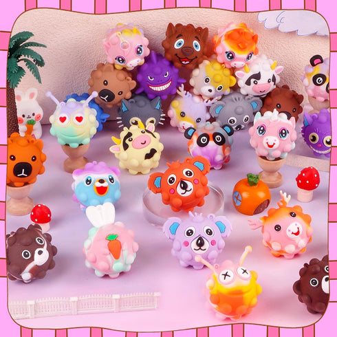 36 PACK 3D KissFree Animal Pop Balls Party Favors for Kids, Pop Fidget Balls Toys Bulk, Gifts for Boys & Girls, Goodie