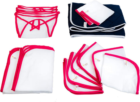 Set Set 6 6 2 2 1 JnB Jacha & Bacha Jumbo Gift for Newborns - of Nappies, Napkins, Towels, Burp Cloth, Liner - Pure