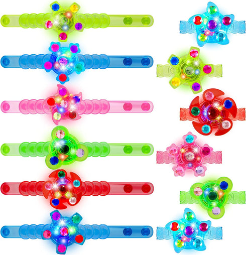 JOYIN 12 Psck LED Light Up Fidget Spinner Bracelets, Glow in The
