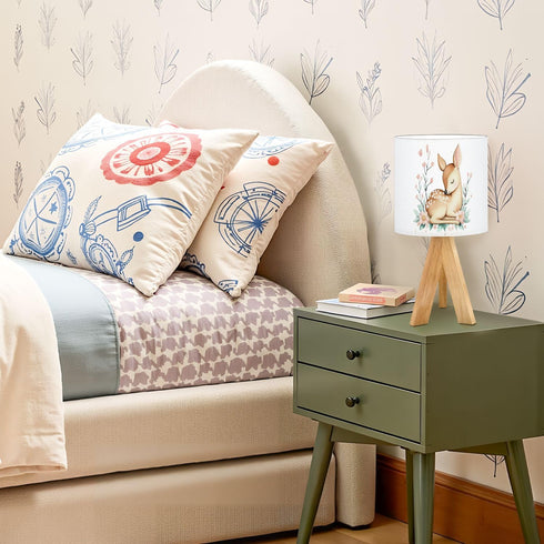 JCFANGALLERY 16 Cute Kids Bedside Desk Table Lamp Baby Deer Watercolor Fawn Forest Animals Nursery Colors Multi