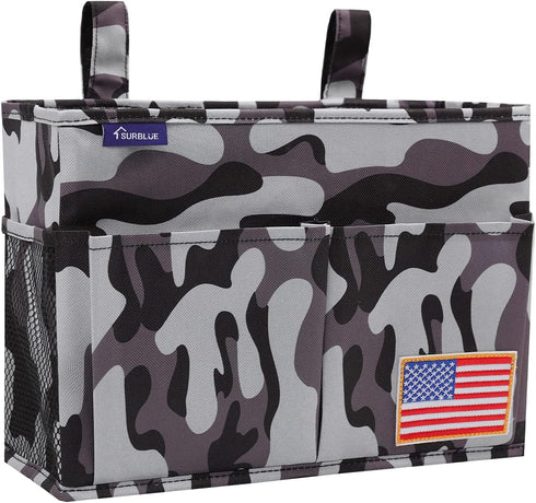 Surblue Bedside Caddy - Hanging Bed Organizer Storage Bag for Bunk Hospital Beds, College Dorms, Camp Chairs