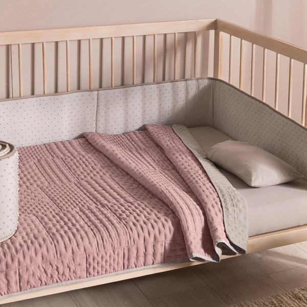 Generic DualScape Grey-Pink Patch Premium Baby Crib Comforter