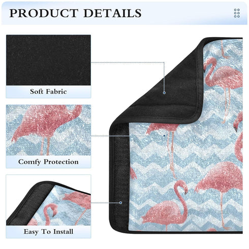 Vdsrup 2 Pack Seat Belt Covers Pink Flamingos Blue Zigzag Car Seat Strap Covers Super Soft Car Seat Neck Cover for Boys