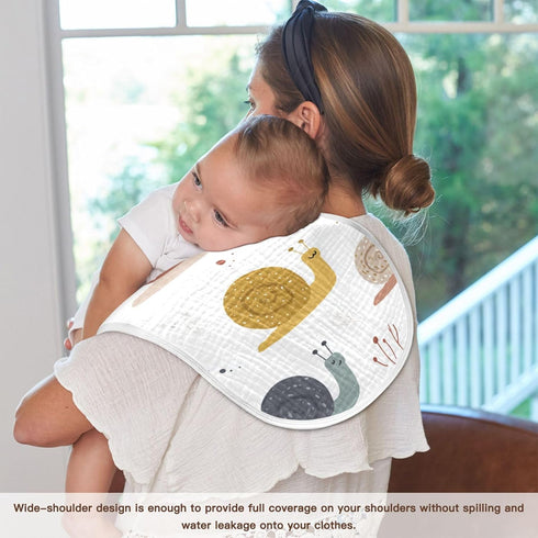 Mazeann 2 Pack Forest Cute Snail Burp Cloths Baby Boys Girls Absorbent Soft Cotton Burping Cloths Rags