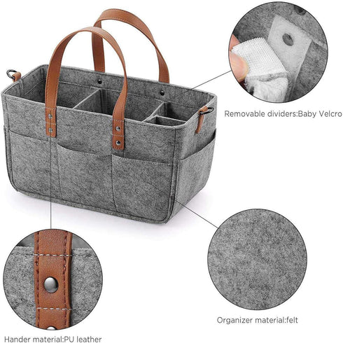 Large Portable Diaper Storage Tote with Handle for Newborn Essentials