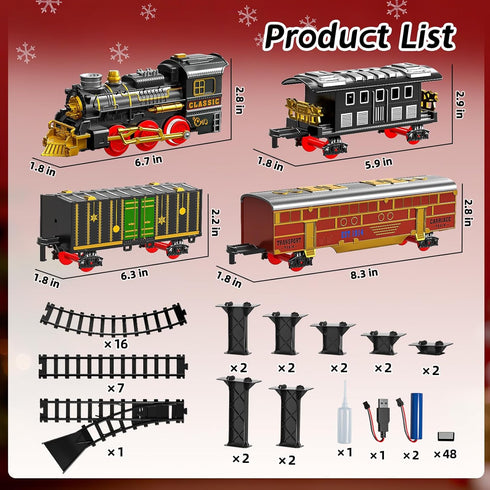 Novaluki Set 2-Layer 4-8, 3 4 5 6 7 8 Christmas Train for Kids, Train Track Toys with Smoke, Light and Sound, DIY