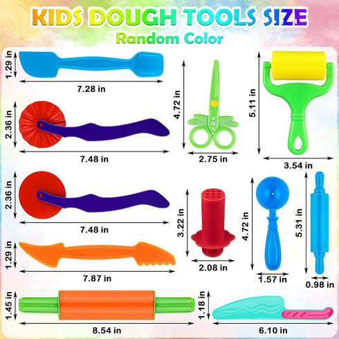 11 Set Dough Play Tools PCS Basic Dough Accessories Starter for Kids with Pizza Cutters, Safety Scissors, Rolling Pin