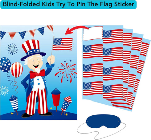 32 Set, 4th Iconikal Player Bingo Game Patriotic, American Flag, America Map, Independence Day, of July Games