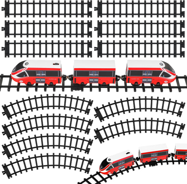 Liliful 12 Pcs Train Track Accessories with 24 Snap Buttons for Boys and Girls, Railroad Building Toy