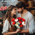 Panigkids Set Set Roses Flower Bouquet Building Kit, Artificial Roses Flower Bouquet Building with Vase, DIY Artificial
