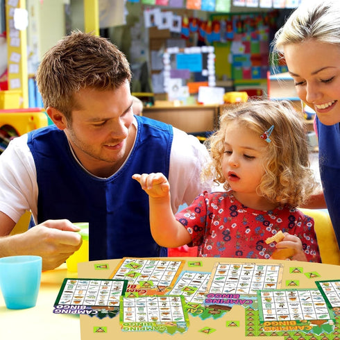24 Summer Fancy Land Camping Bingo Game for Kids Players Die Cut Outdoor Adventure Game Graduation Party Supply