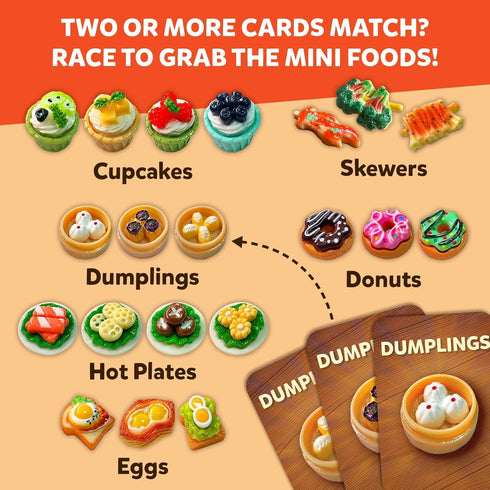 6, 7, 8 25 Gone in Seconds - Fast-Paced Mini Food Game for Kids, Teens & Adults, Quick Reflex Family & Party Board