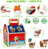 Farm Animals Wooden Take-Along Sorting Barn Toy for 1-3 Year Olds, Shape Sorter Montessori Learning Gift for Toddlers