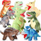 Leitee 8 Pcs Dinosaur Plush Toys Set | Soft Assortment of Tyrannosaurus & Triceratops for Boys Girls Birthday Gifts
