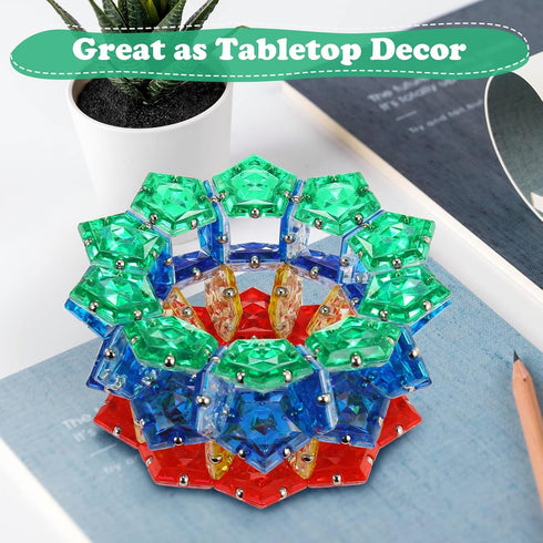12 Set Magnetic Fidget Sphere - Pentagons Magnets Balls - Piece - Crystal Green - Magnet Fidgets Toy - Creativity