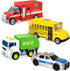 JOYIN 4 Pcs 7" Long Vehicle Toy Set, Toddlers Cars with Lights and Siren Sound, Birthday Party Gifts