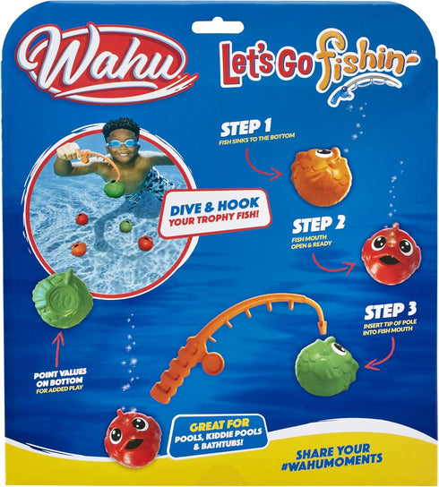 Wahu Let's Go Fishin' 6-Piece Kids Fishing Water Toys Set for Ages 5+, Includes 1 Fishing Pole and 5 Colorful Fish