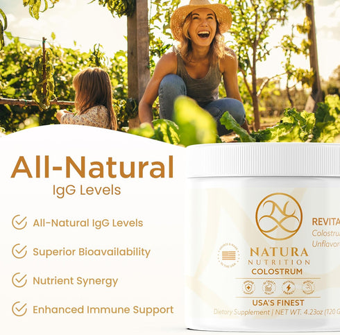 100% 25% Immune 30 Natura Bovine Colostrum Powder Pure, First Milking All-Natural IgG Grass-Fed & Pasture-Raised Gut