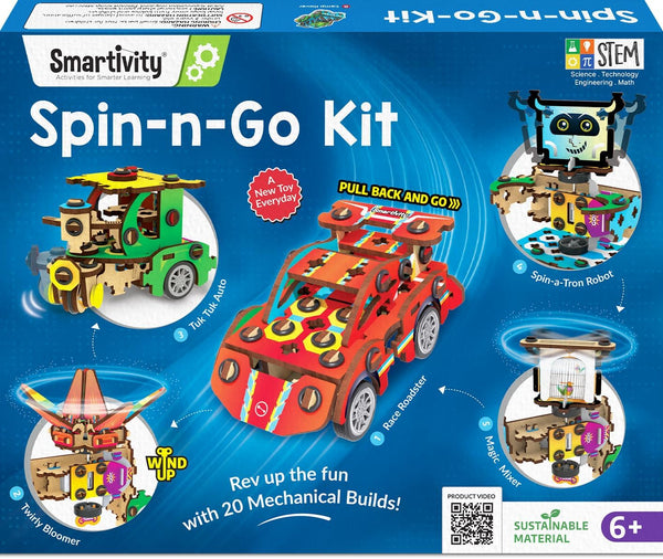 Smartivity 20in1 Spin-n-Go Kit for Kids Ages 6-7-8-9-10-11-12 I Build a Moving