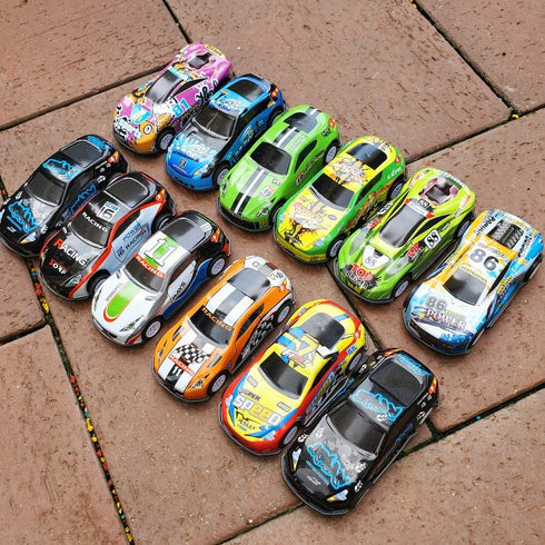 12 Pull Back Racing Cars Die Cast Vehicles Playset, 2.7 Inch Metal Friction Powered Car Toys for Toddlers