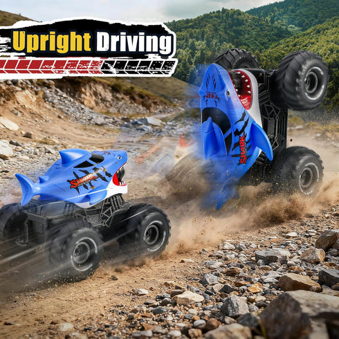 Water,4WD 2.4Ghz 6+ BOBXIN Amphibious Remote Control Shark Monster Truck Squirt All-Terrain Off-Road Waterproof RC Car