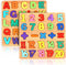 Rindion 2 Pack Wooden Puzzles, Toddlers Alphabet Number Puzzles, ABC Learning Toys for