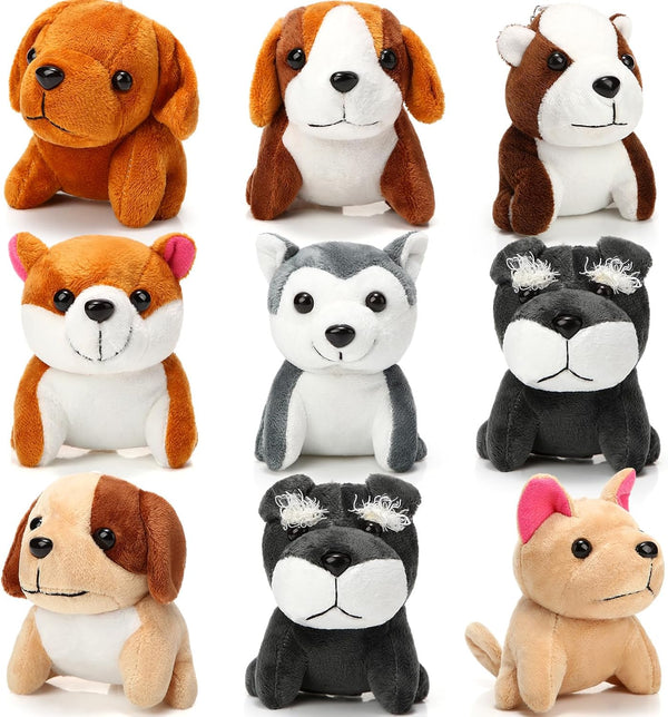 Sumind 9 Pcs Mini Plush Dog Stuffed Animals, Bulk Dog Plush Party Favors for Goodie Bag Fillers