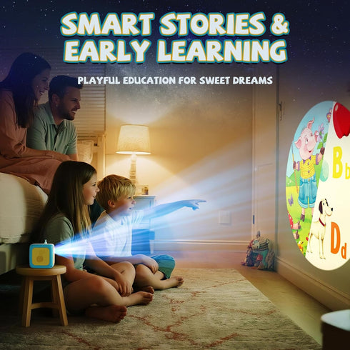 3+ Story Projector for Kids, Story Machine with Early Learning, Music, Night Sky Lights, Storybook Projector, Moonlight