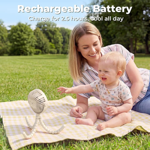 AMACOOL Battery Operated Stroller Fan, Baby Travel Essentials for Beach Disney, Newborn Boy & Girl Showers Gifts