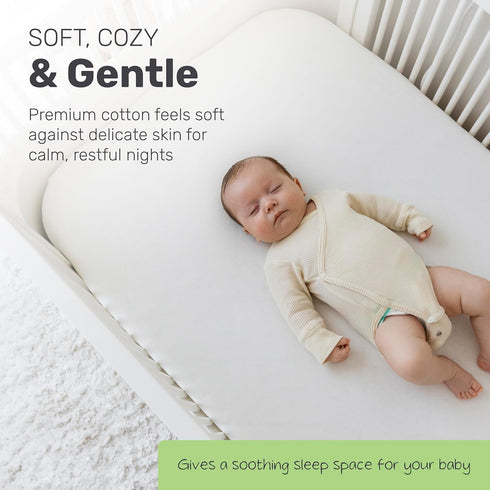 2 Pack, Cotton Crib Sheets for Baby, Soft Breathable Fitted Sheets for Boys & Girls, Snug Secure Fit for Standard Crib